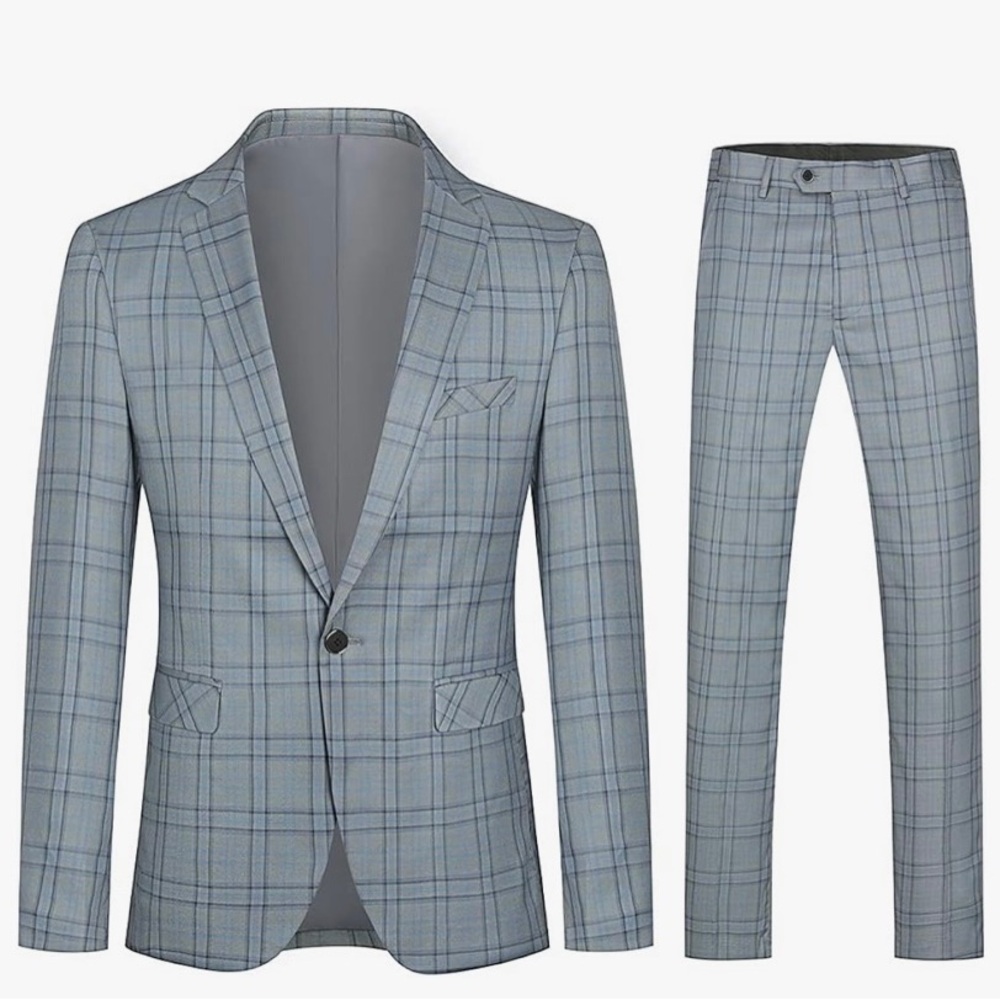 Classic Gray Checkered Men's Suit